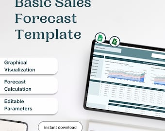 Försäljningsprognosöversikt: Excel- och Google Sheets-mall (digital nedladdning)