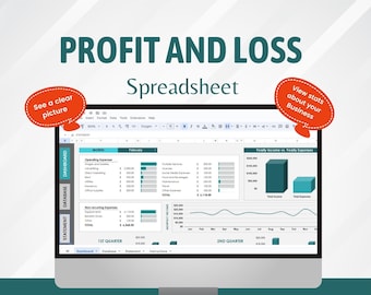 Profit and Loss Spreadsheet Template: Small Business P&L (Digital Download)