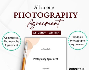 Attorney-Drafted Photography Agreement Template: Wedding, Commercial (Digital Download)