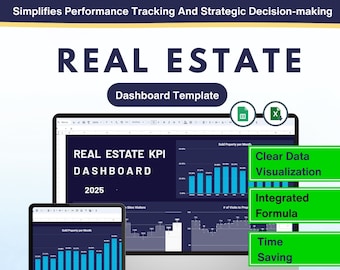 Grundbesitz KPI Dashboard Vorlage: Excel & Google Sheets (Digitaler Download)