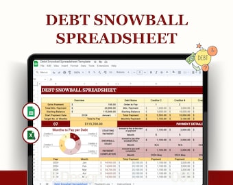 Debt Snowball Spreadsheet Template: Financial Freedom Planner (Digital Download)
