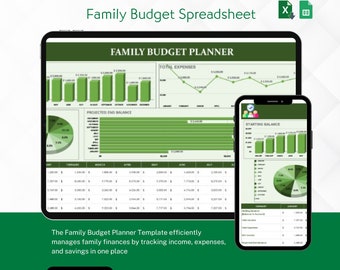Panel de presupuesto familiar: Plantilla editable de Excel (Descarga digital)