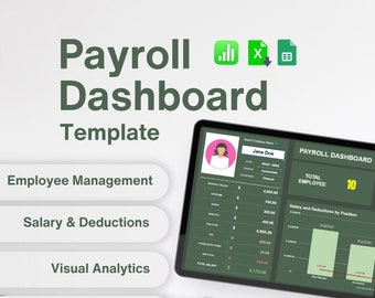 Payroll Dashboard Excel Template: Employee Management, Salary Calculator (Digital Download)