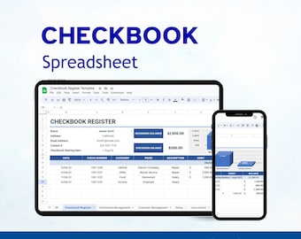Checkbook Spreadsheet Template: Editable Transaction Register (Digital Download)
