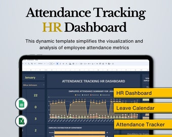 HR Dashboard Template: Employee Attendance Tracker (Digital Download)