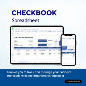 Scheckheft-Kalkulationstabellenvorlage: Bearbeitbares Transaktionsregister (Digitaler Download)