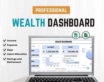 Wealth Dashboard Excel Template: Net Worth & Asset Tracker (Digital Download)