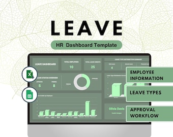 Employee Leave Dashboard Template: HR Management (Google Sheet & Excel)