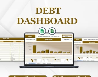 Plantilla de Excel para el panel de control de deudas, finanzas personales definitivas, seguimiento de la liquidación de deudas, hoja de cálculo de deudas Snowball