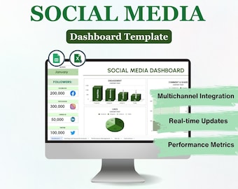 Social Media Dashboard Template: Excel & Google Sheets (Digital Download)