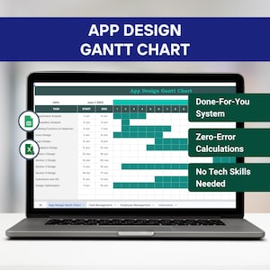 Fitness App Design Google Sheets Gantt Chart, Mobile App Professional Development Plan Tracker Spreadsheet