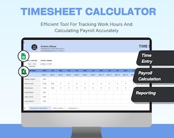 Stundenzettel Vorlage Excel & Google Sheets | Täglicher Stundenzettel mit Überstunden | Stundenzettel für Kleinunternehmen | Dienstplan