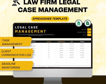Legal Case Management Spreadsheet: Law Firm Client Tracker (Excel & Google Sheet)