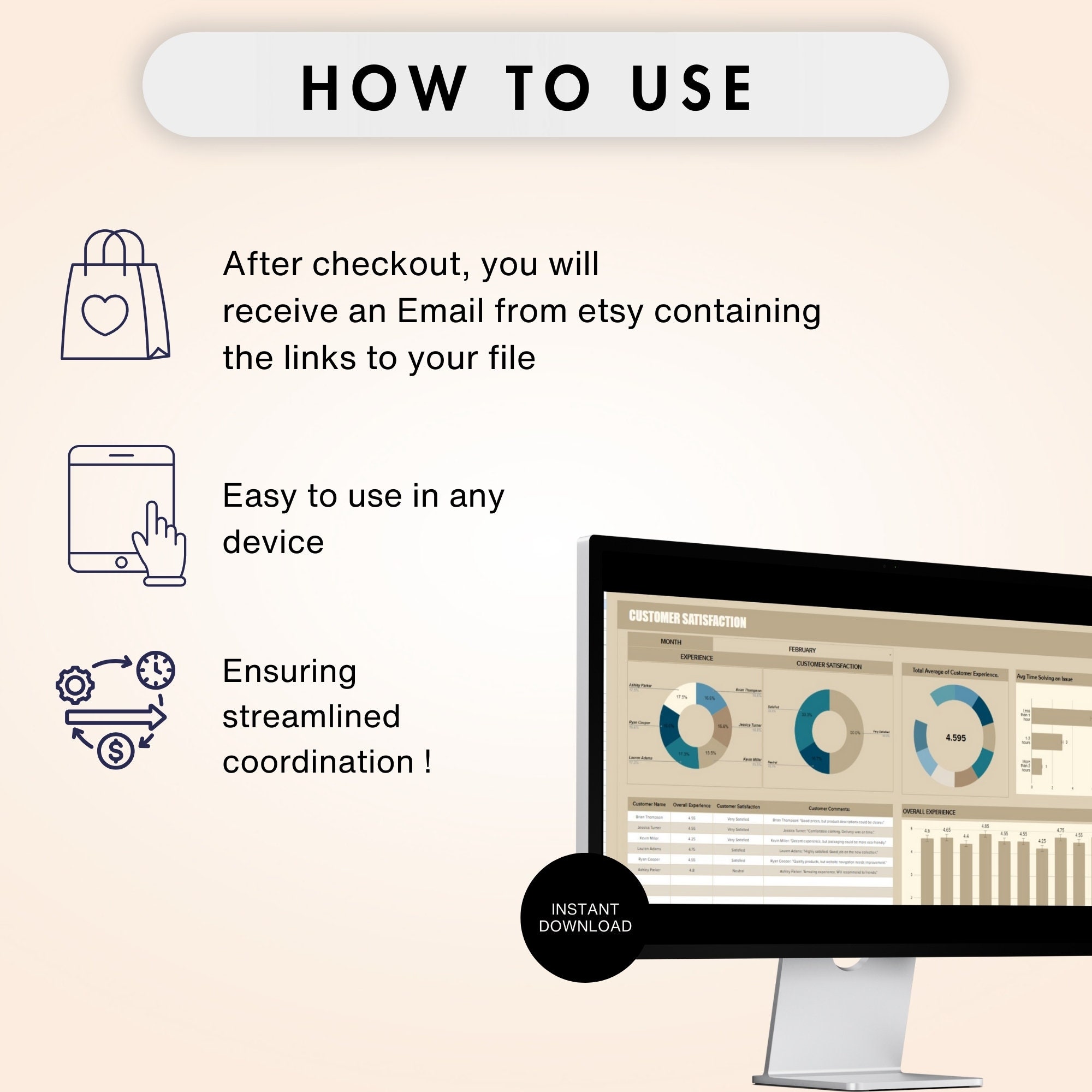 Customer Satisfaction Dashboard Excel & Google Sheet | Customer Journey ...