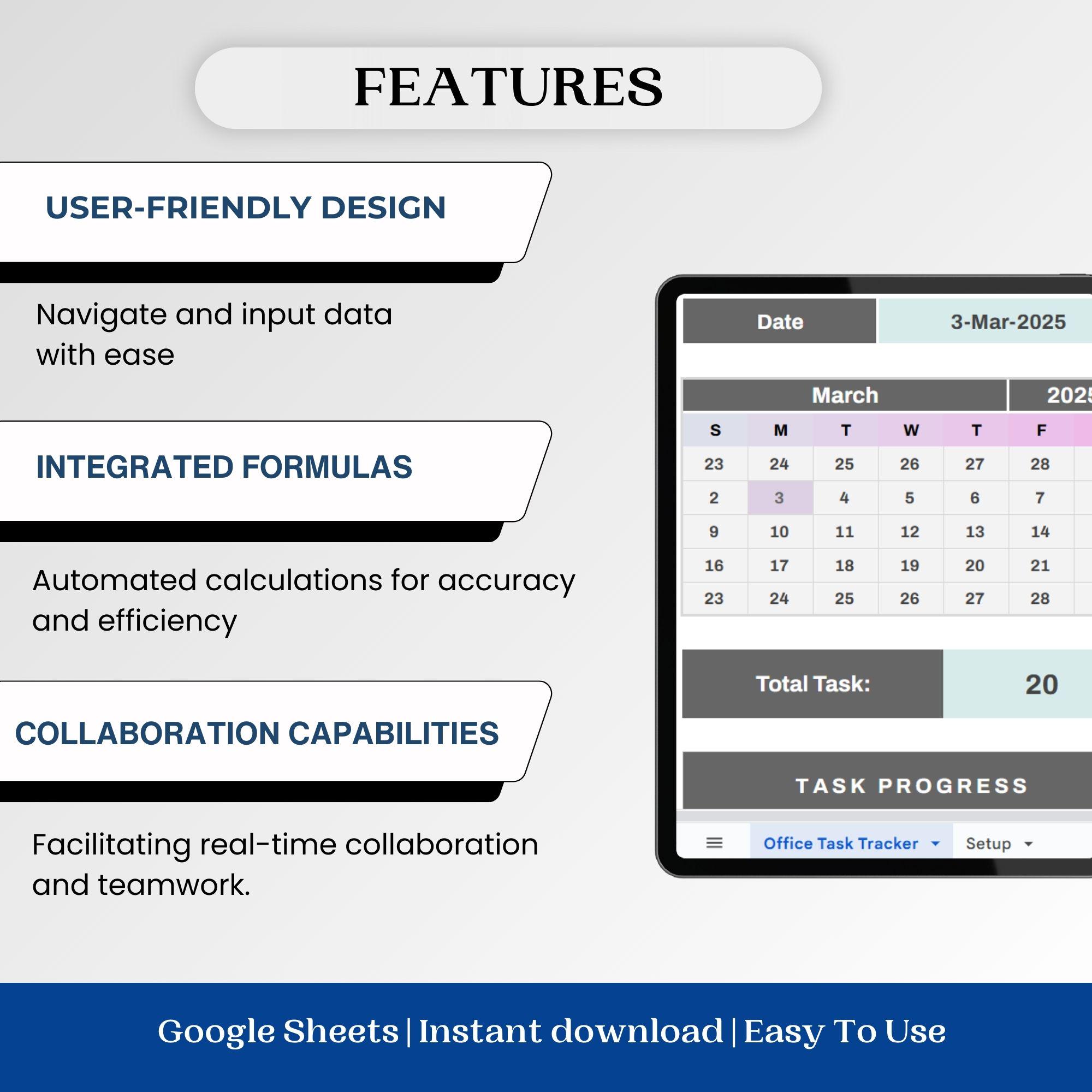 Office Tracker Design Office Task Tracker Template: Google Sheet & Excel (digital Download ...