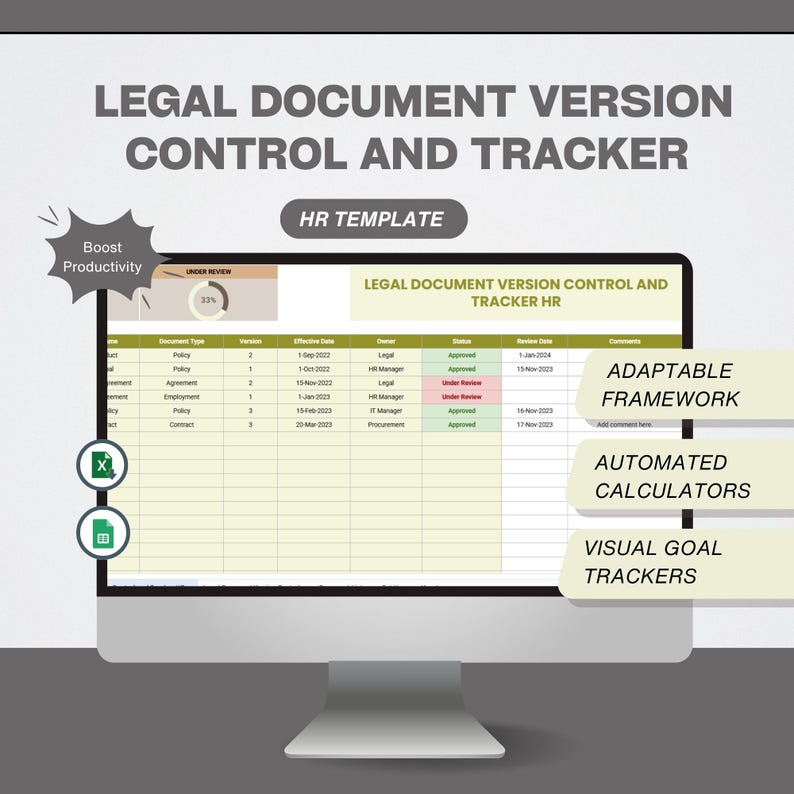 Legal Document Version Control Template Law Firms | Important Document ...