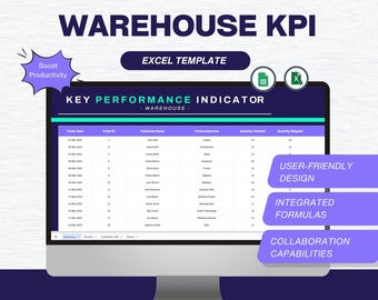 Warehouse KPI Excel Template: Small Business Inventory Management (Digital Download
