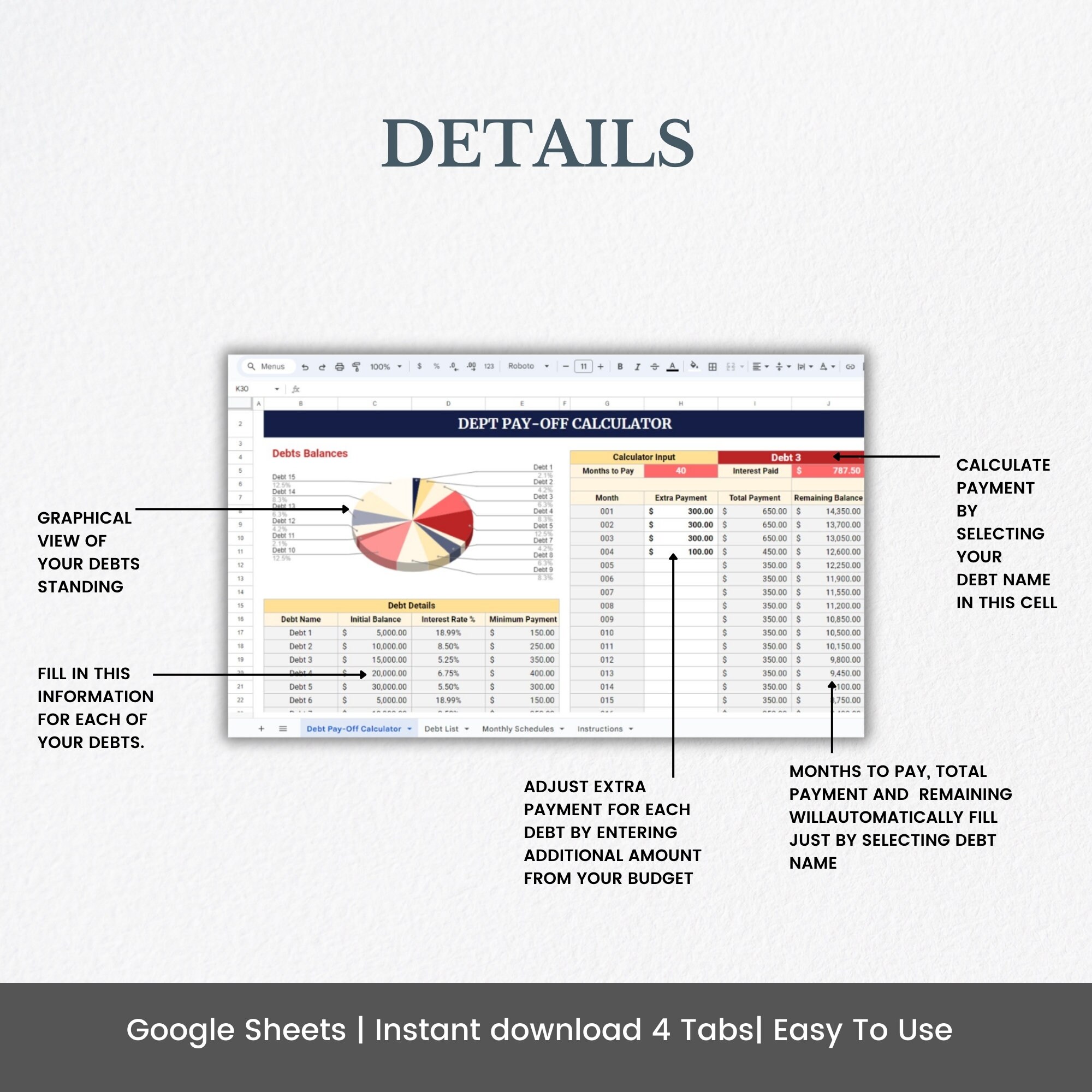 Debt Payoff Calculator Excel Template, Debt Payment Plan, Payoff Debt