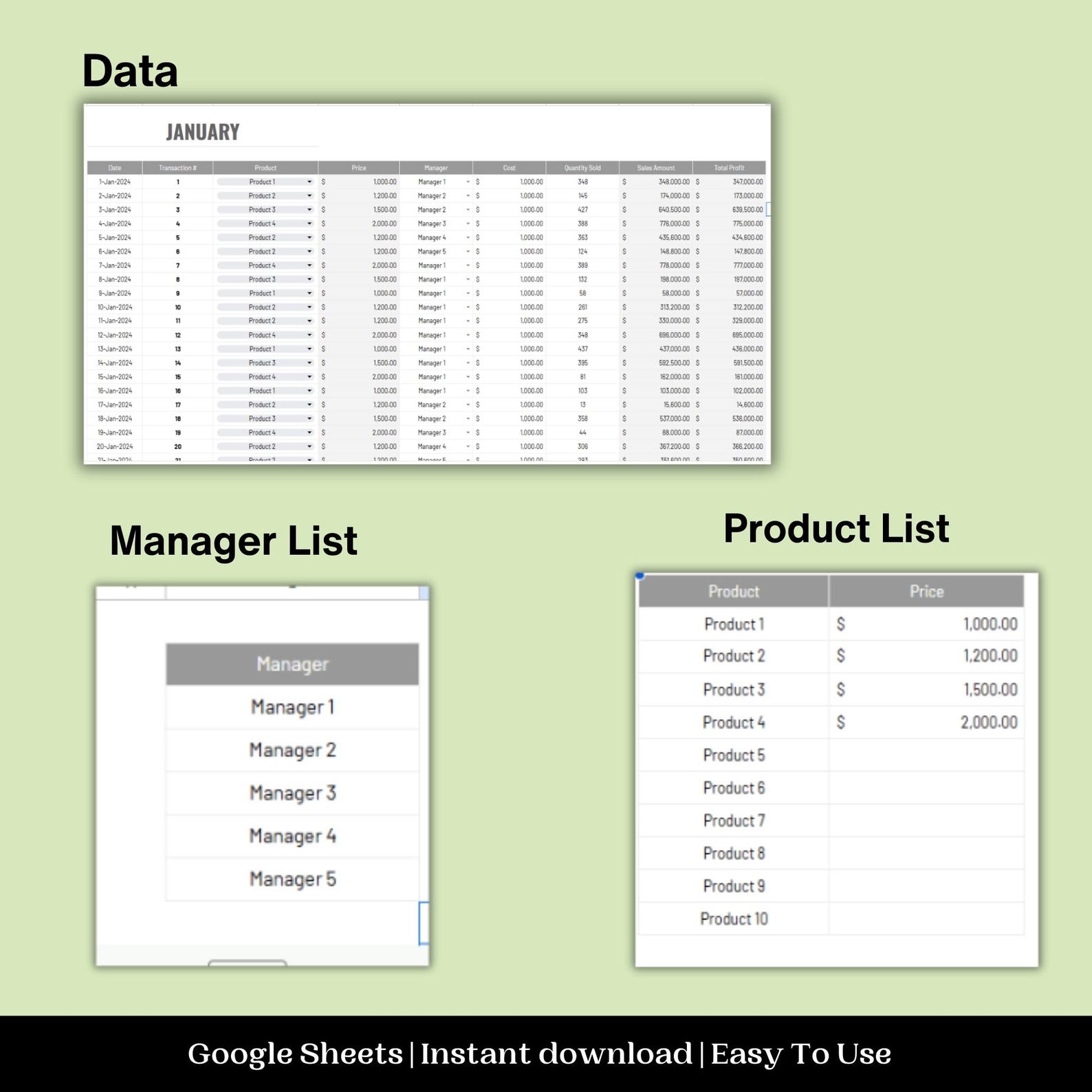 Sales Team Performance Dashboard Template (google Sheet & MS Excel) Etsy
