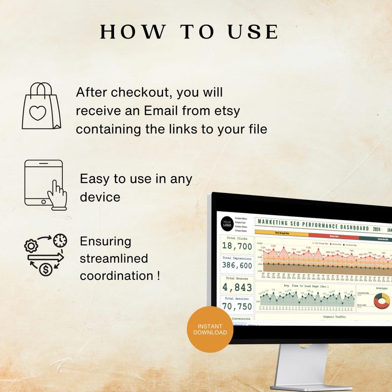 SEO Performance Dashboard Excel Template Keyword Tracker & Competitor