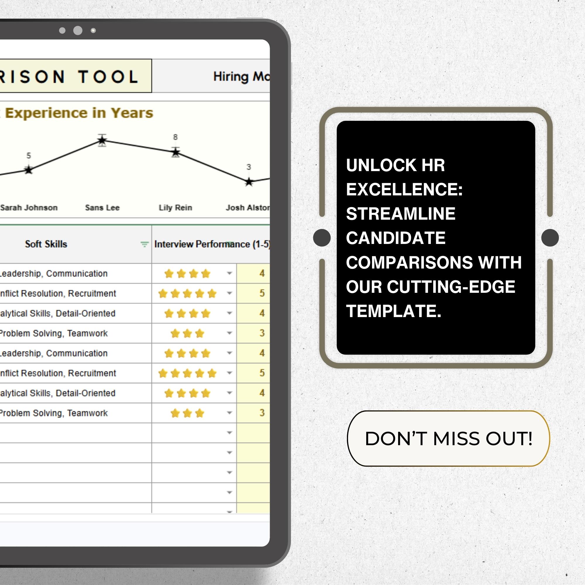 Candidate Comparison Tool HR Template, Interview Scoring Matrix ...