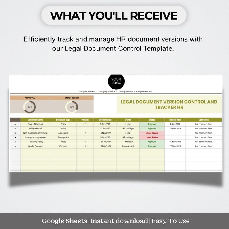 Legal Document Version Control Template Law Firms | Important Document ...