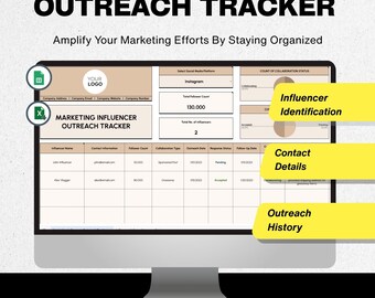 Influencer Outrange Tracker Google Sheet, Vorlage für Brand Collaboration, Infulencer Creme und Ersteller-Service