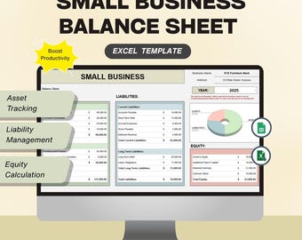 Simple Excel Balance Sheet Template: Small Business Finance Tracker (Digital Download)