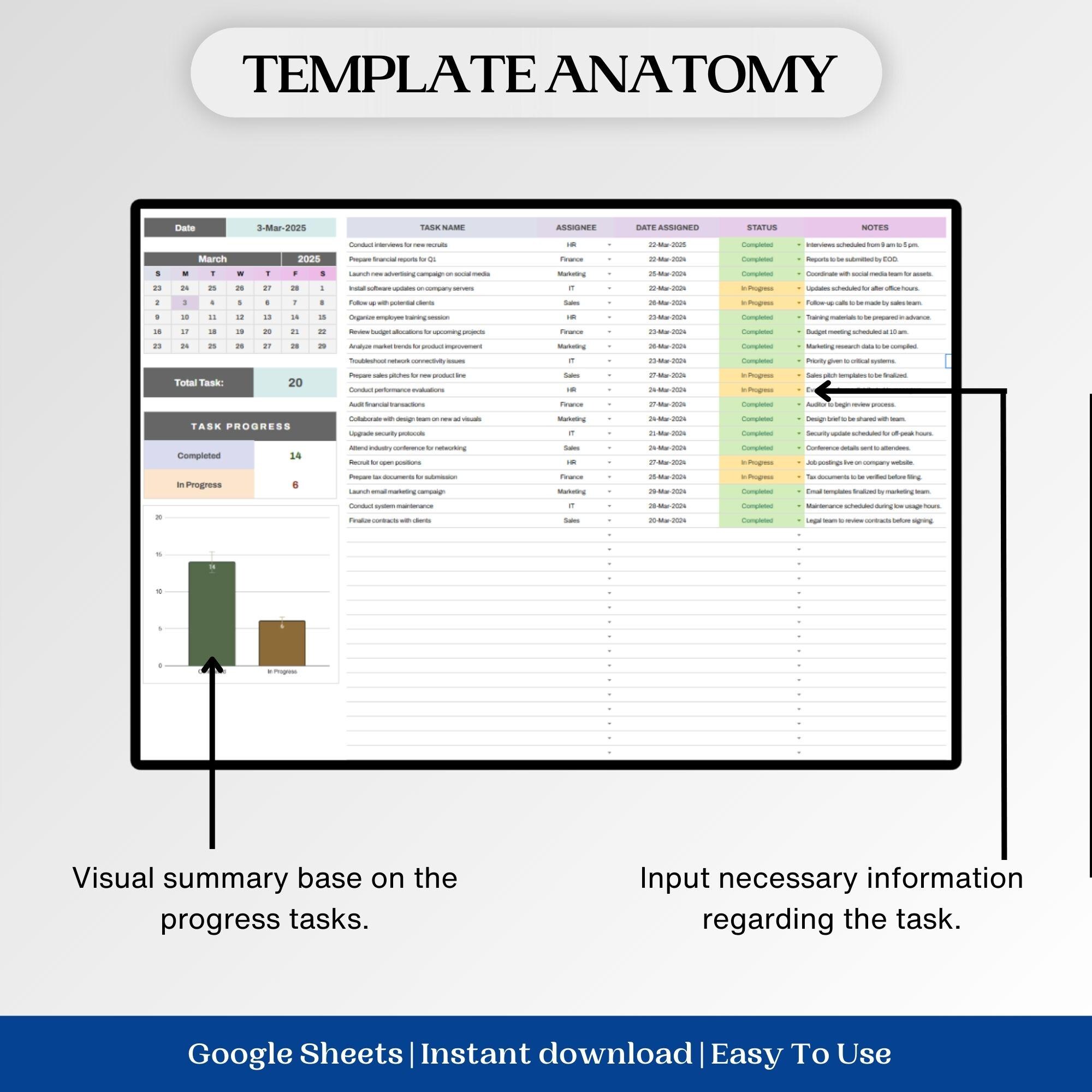 Office Tracker Design Office Task Tracker Template: Google Sheet & Excel (digital Download ...
