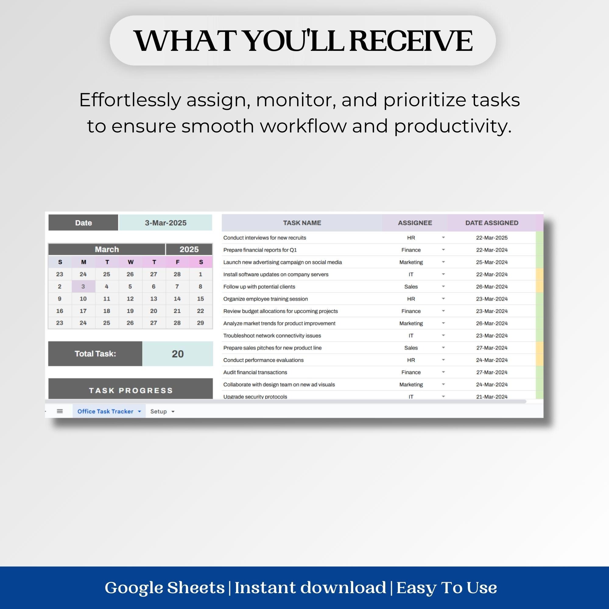 Office Tracker Design Office Task Tracker Template: Google Sheet & Excel (digital Download ...
