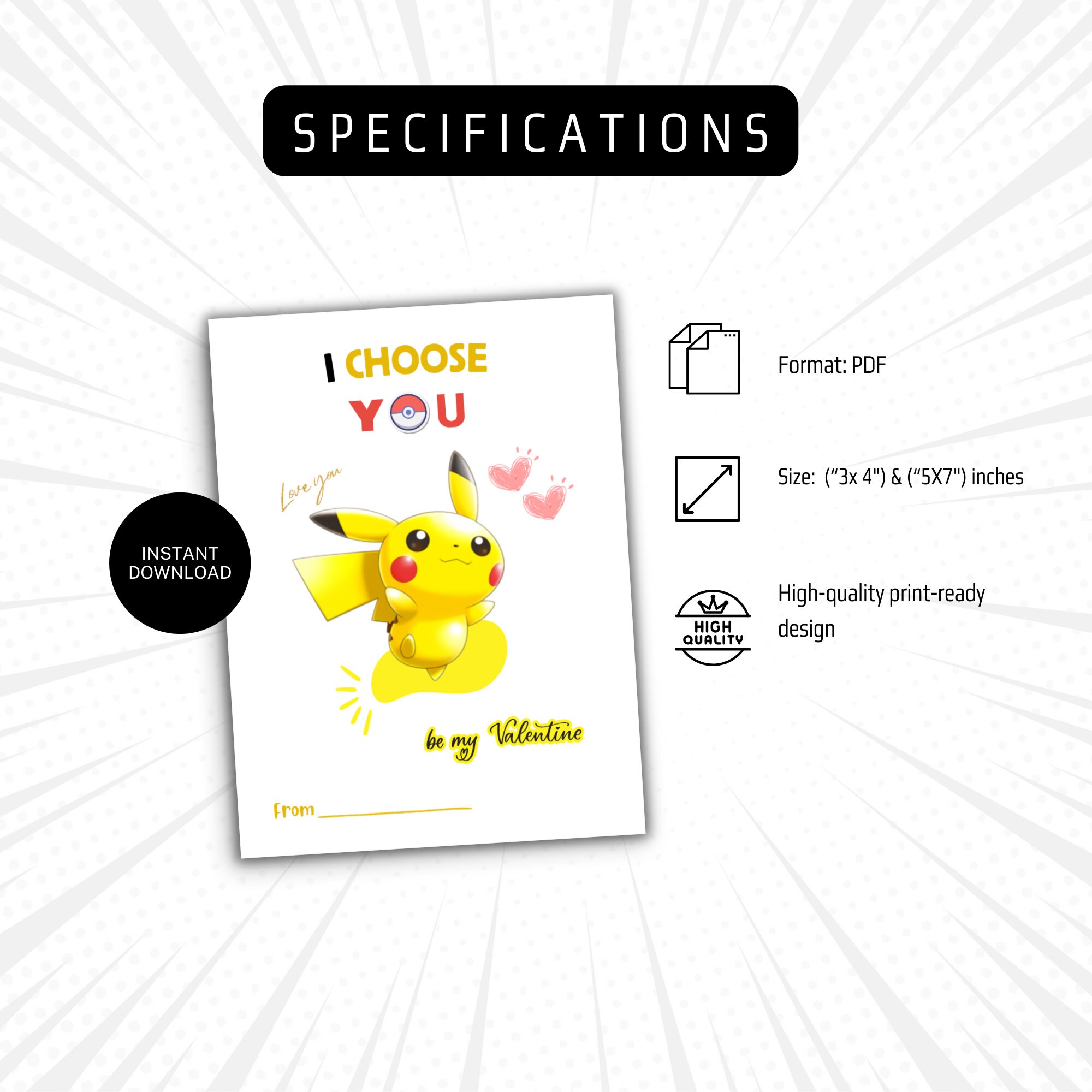 Printable Pokemon Valentine Cards and Tags, Pikachu Valentine, Kid Pokemon Valentine Card, Gamer ...
