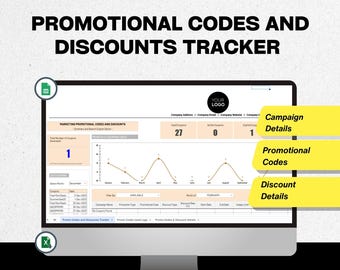 Promo Codes And Discounts Tracker Google Sheet, Sales Coupon Spreadsheet, Marketing Campaign Tracker