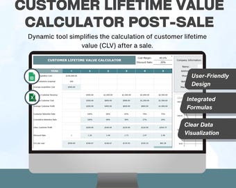 Calculadora de Valor Vitalício do Cliente em Excel: Análise de LTV, CAC e ROI, Painel de Marketing para E-commerce
