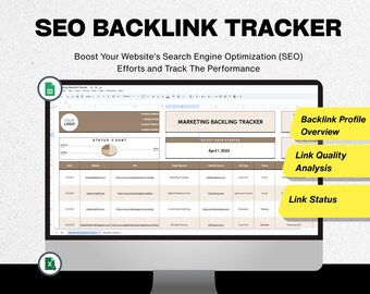 Backlink SEO Tracker Template, Link Progress Monitoring Data Sheet, Digital Marketing Strategy Tool
