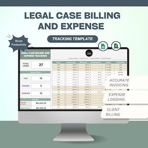 Legal Case Billing & Expense Tracking Excel Template Law Firms Expense Log Sheet Payment Tracking Excel Case Management Save Time