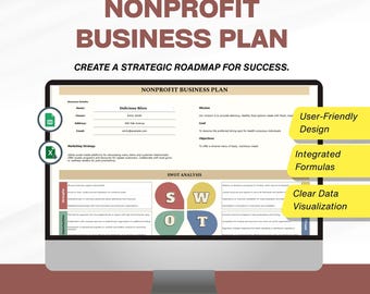 Szablon biznesplanu organizacji non-profit: Strategiczna mapa drogowa, prognozy budżetowe (Arkusze Google i Excel w wersji cyfrowej do pobrania)