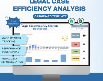 Legal Case Efficiency Excel Dashboard: Law Firm Case Management (Digital Download