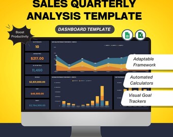 Sales Quarterly Analysis Template: Excel & Google Sheets (Digital Download)