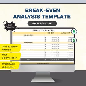 Ultimate Break Even Analysis Template for Small Business Management | Business Profit Tracker | Cost Calculator | Profit Margin Spreadsheet