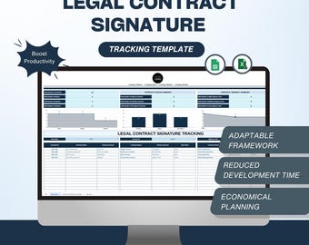 Juridisch contract Professionele handtekening Excel-trackingsjabloon Advocatenkantoren | Versterk contractbeheerprocessen