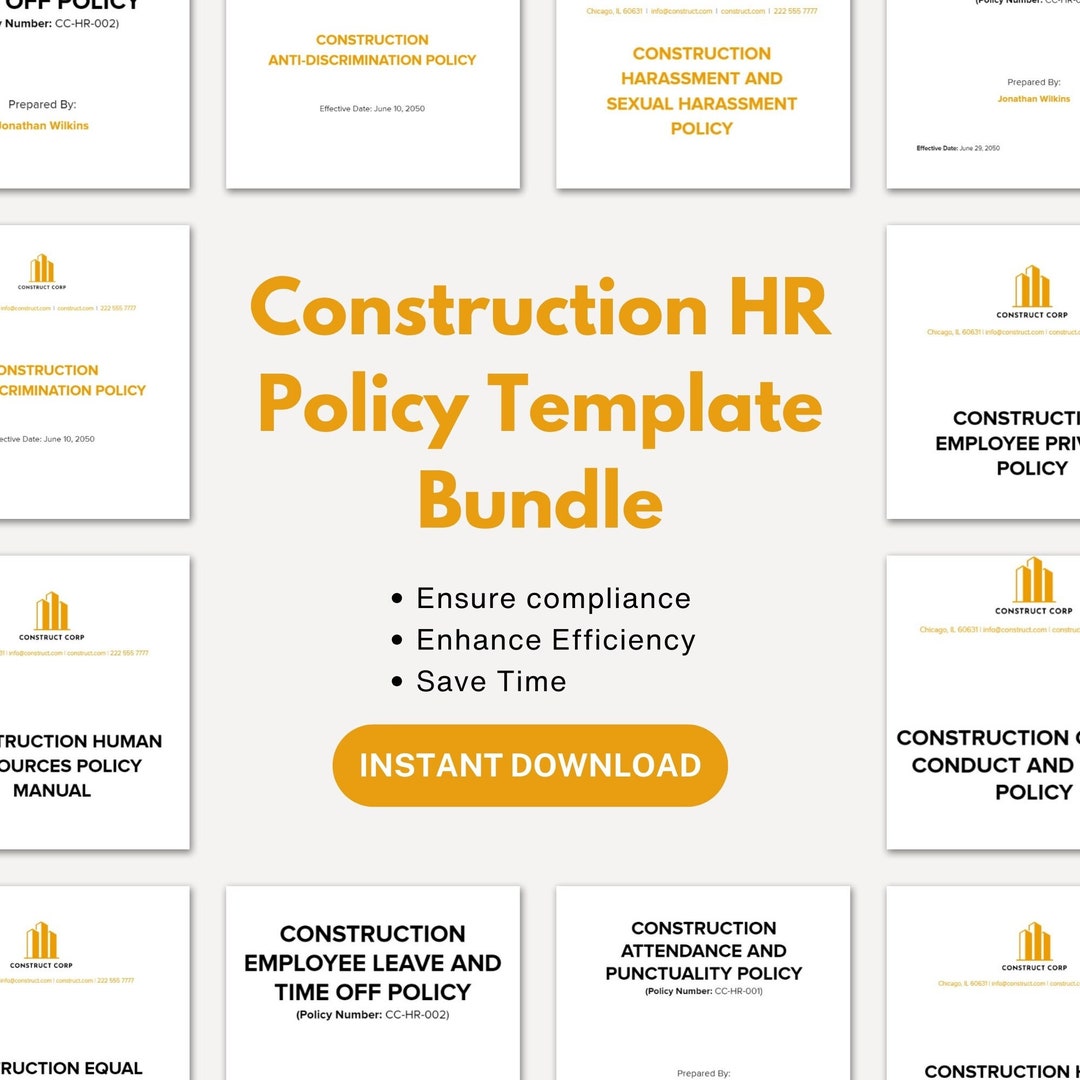 HR Policies Template for Construction Business, Hr Bundle, Employee