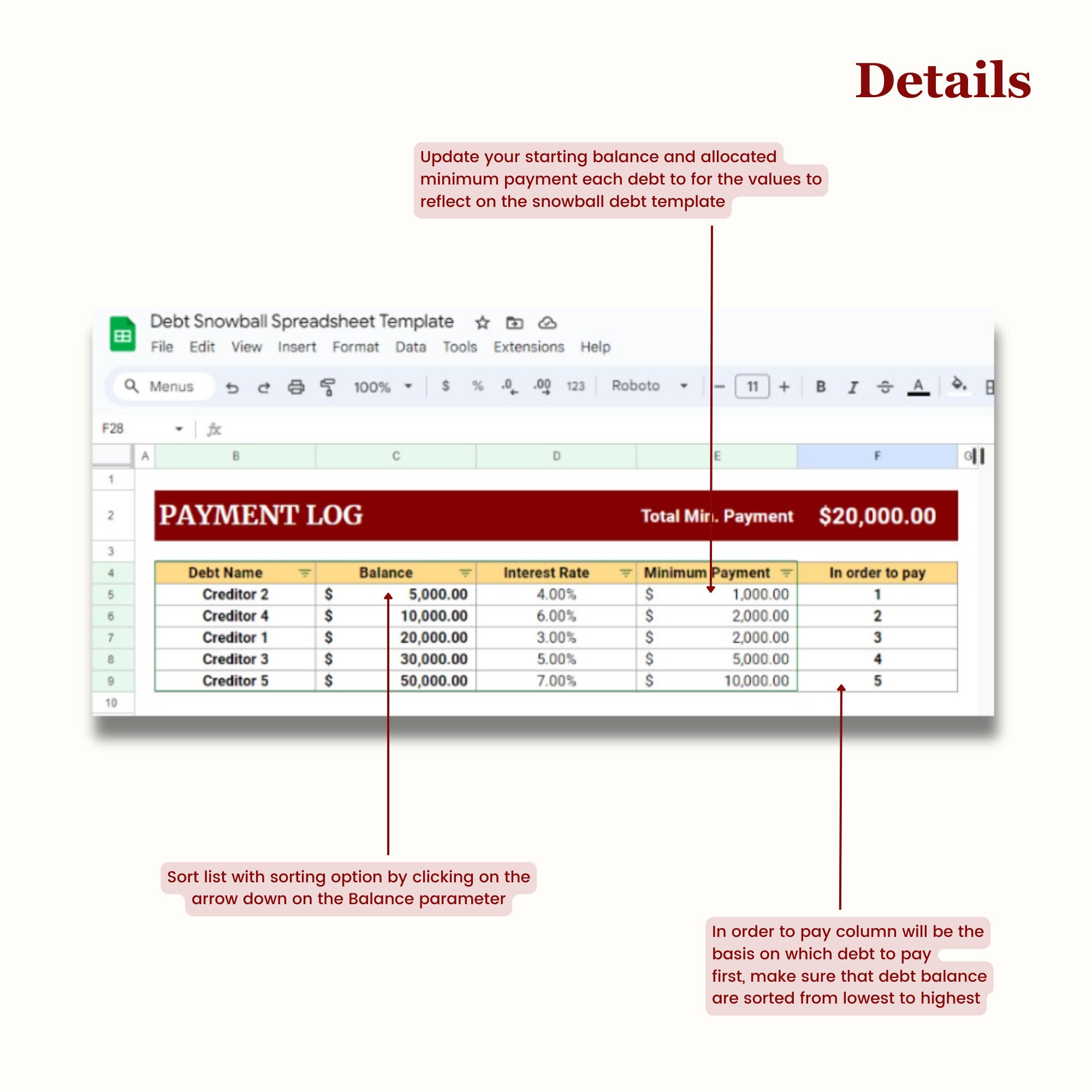 Debt Payoff Spreadsheet Template for Google Sheet, Debt Payoff Tracker Debt Payoff Spreadsheet Template for Google Sheet, Debt Payoff Tracker