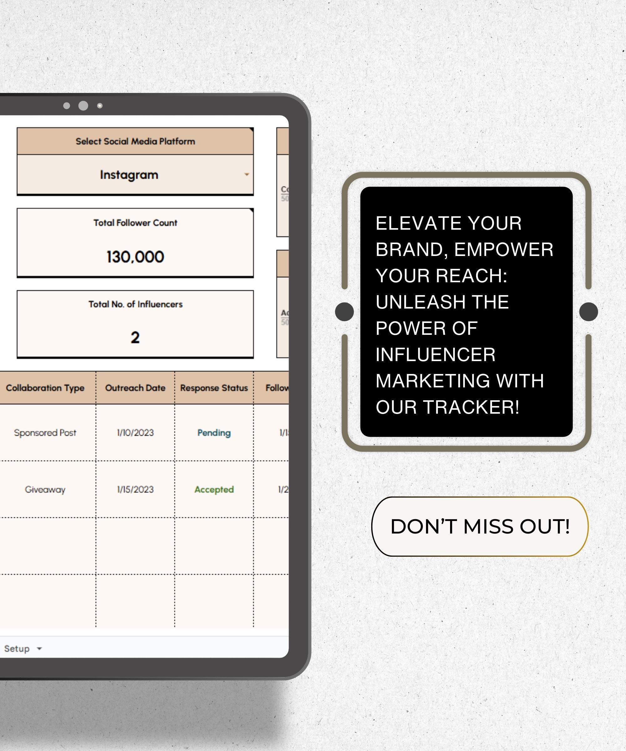Influencer Roster Sheet Influencer Outreach Tracker Google Sheet, Brand Collaboration Template ...