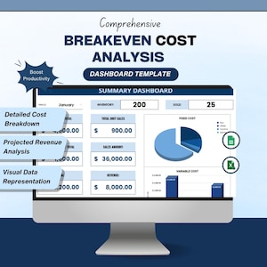 Breakeven Cost Analysis Template: Excel & Google Sheets (Digital Download