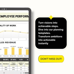 Employee Performance Visualization Employee Performance KPI Dashboard HR Template (MS Excel, Google Sheet ...