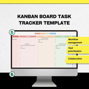 Kanban Board Aufgaben-Tracker-Vorlage, Team-Aufgaben-Organizer für Google Sheets, Produktivitätstabelle