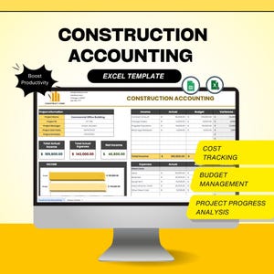 Excel Template Construction Accounting for Small Business Owners Construction Cost Tracker Project Progress Analysis Construction Management