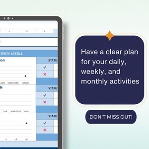 Excel Planner Template: Weekly, Daily, Monthly Dashboard (digital ...