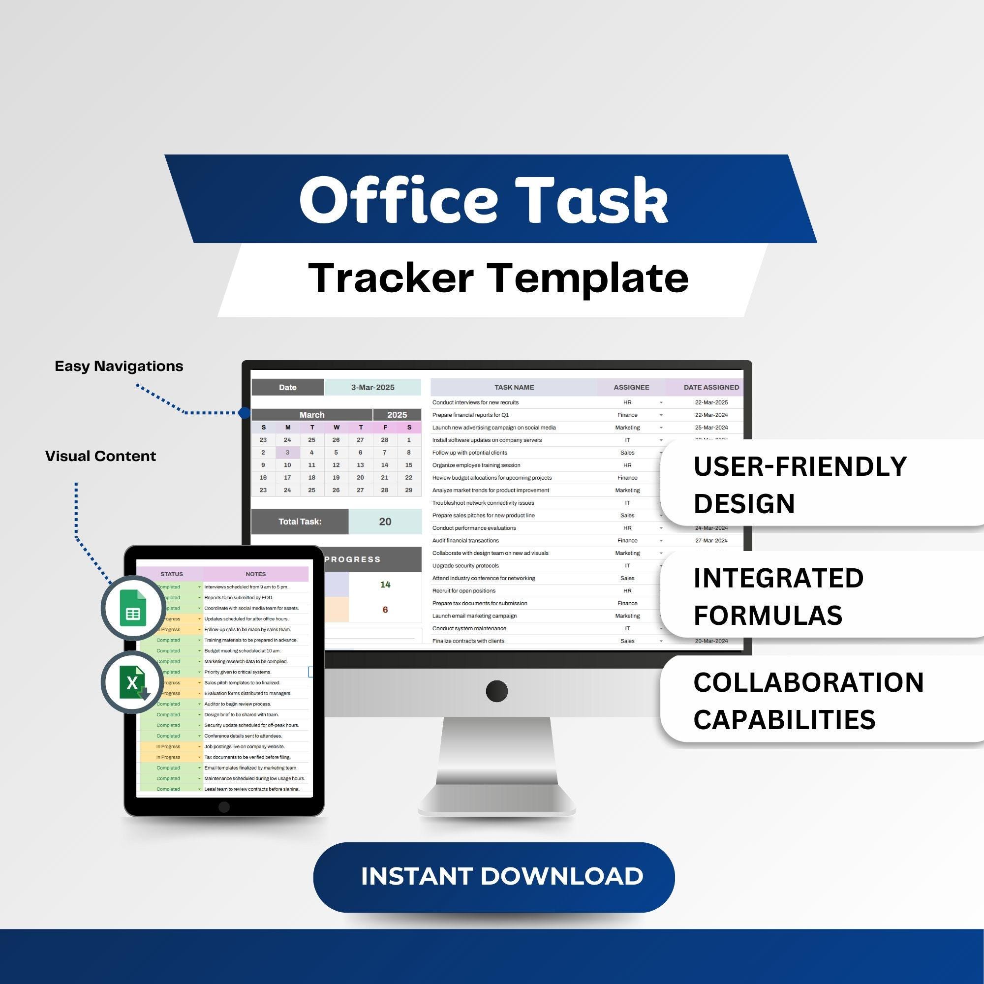Modelo de Rastreador de Tarefas do Office: Planilha Google e Excel