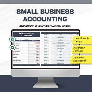 Small Business Accounting Spreadsheet | Business Productivity Boost | Integrated Formulas | Simple Bookkeeping Excel Sheet Finance Tracker